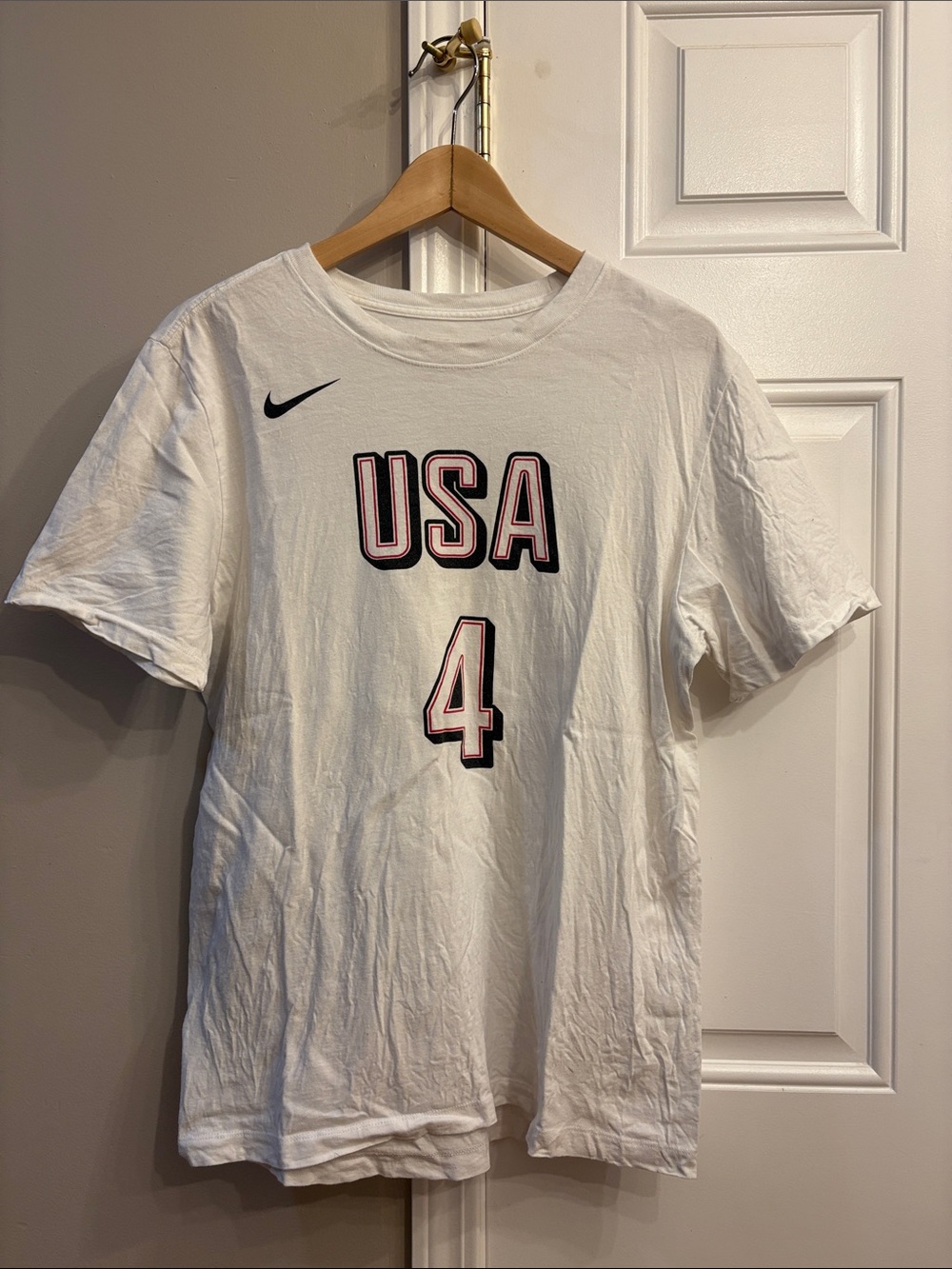 Nike White USA #4 Curry Short-Sleeve Jersey Tee